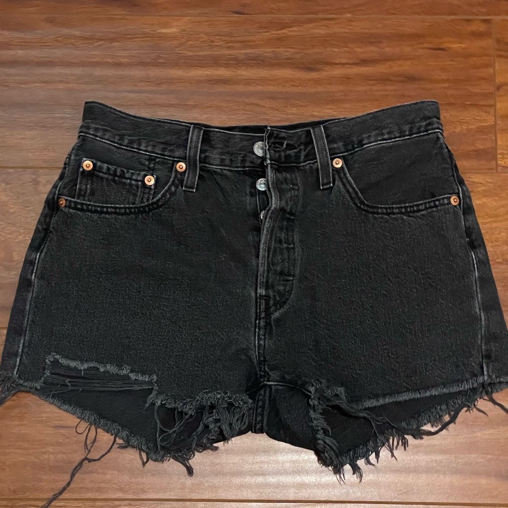 Washed black Levi Strauss 501 Jean shorts